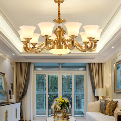 歐式全銅客廳燈具美式簡約臥室燈餐廳燈 奢華大氣複古風格LED吊燈