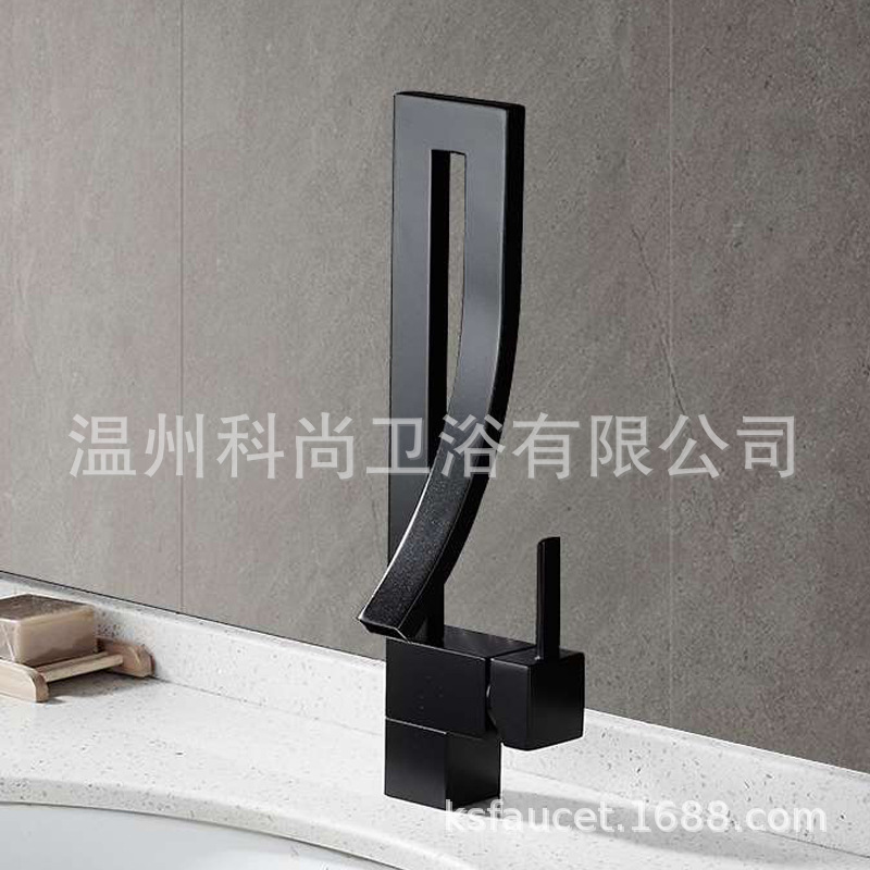 Copper black art elbow basin faucet personalized art basin waterfall faucet cross-border bathroom wholesale