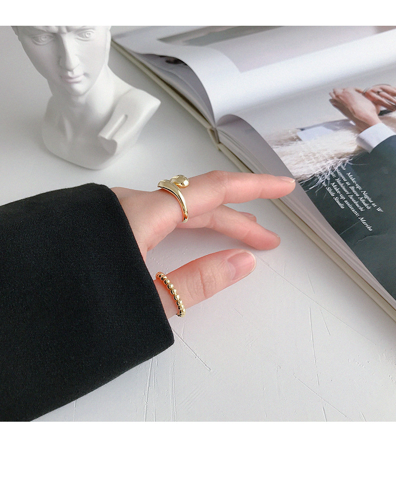 Jt307 Korean Style S925 Sterling Silver Ring Cold Style Minimalist Glossy Water Drop Open-End Ring f