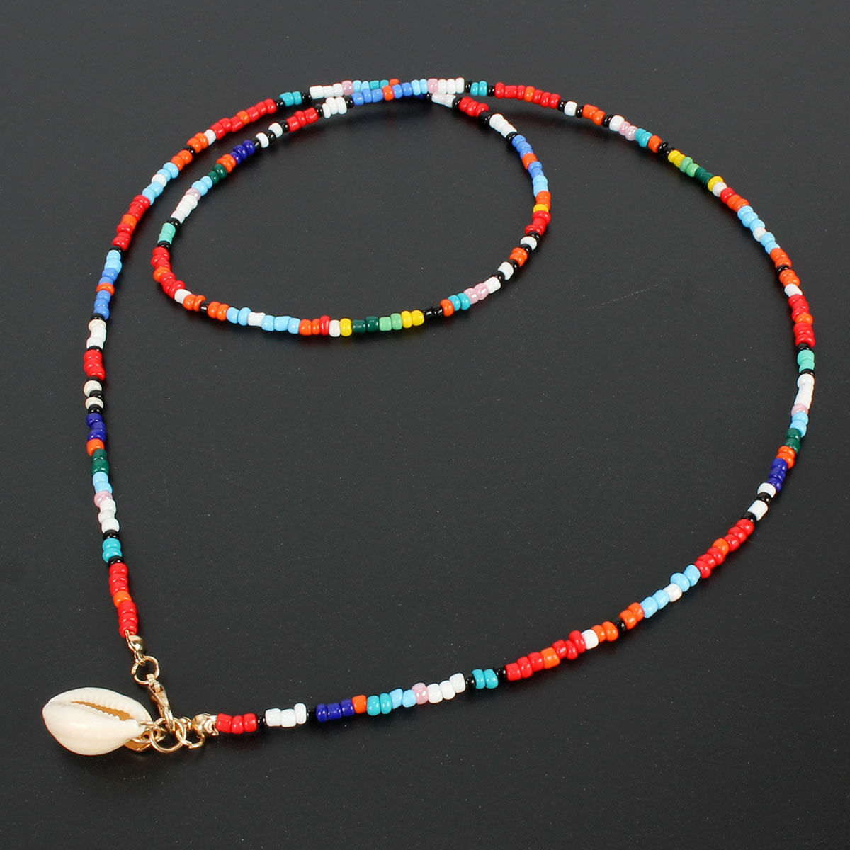 Hot Items Women's Boho Colorful Rice Beads Necklace Shell Necklace Women display picture 7