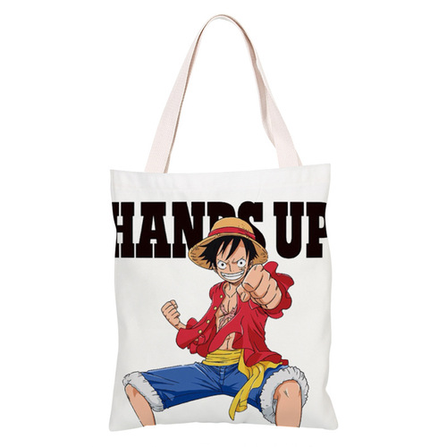 One Piece Cartoon Canvas Satchel Canvas Shoulder Bag Handbag Male and Female Student Gift Creative Bag Handbag