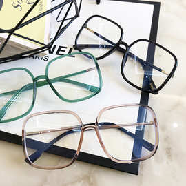 韩版TR90超轻眼镜架四方框粗框眼镜女大框圆遮脸显脸小平光近视镜