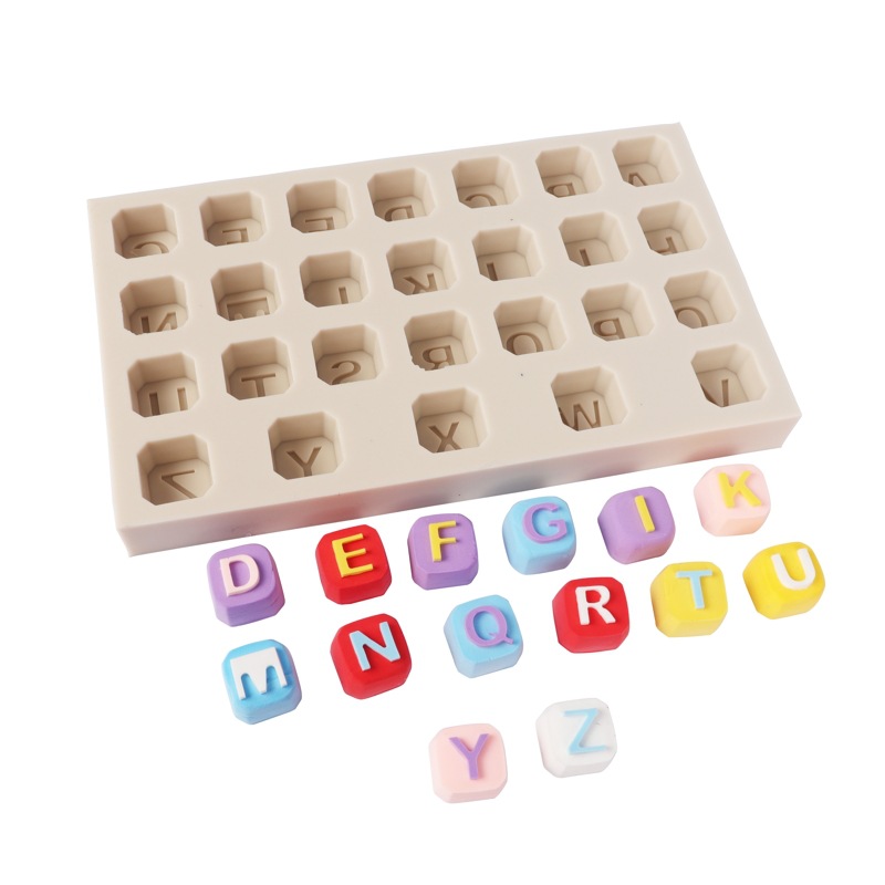 Inglés letras DIY hecho a mano molde de azúcar marrón bloque de azúcar molde de silicona molde de pastel molde de hornear