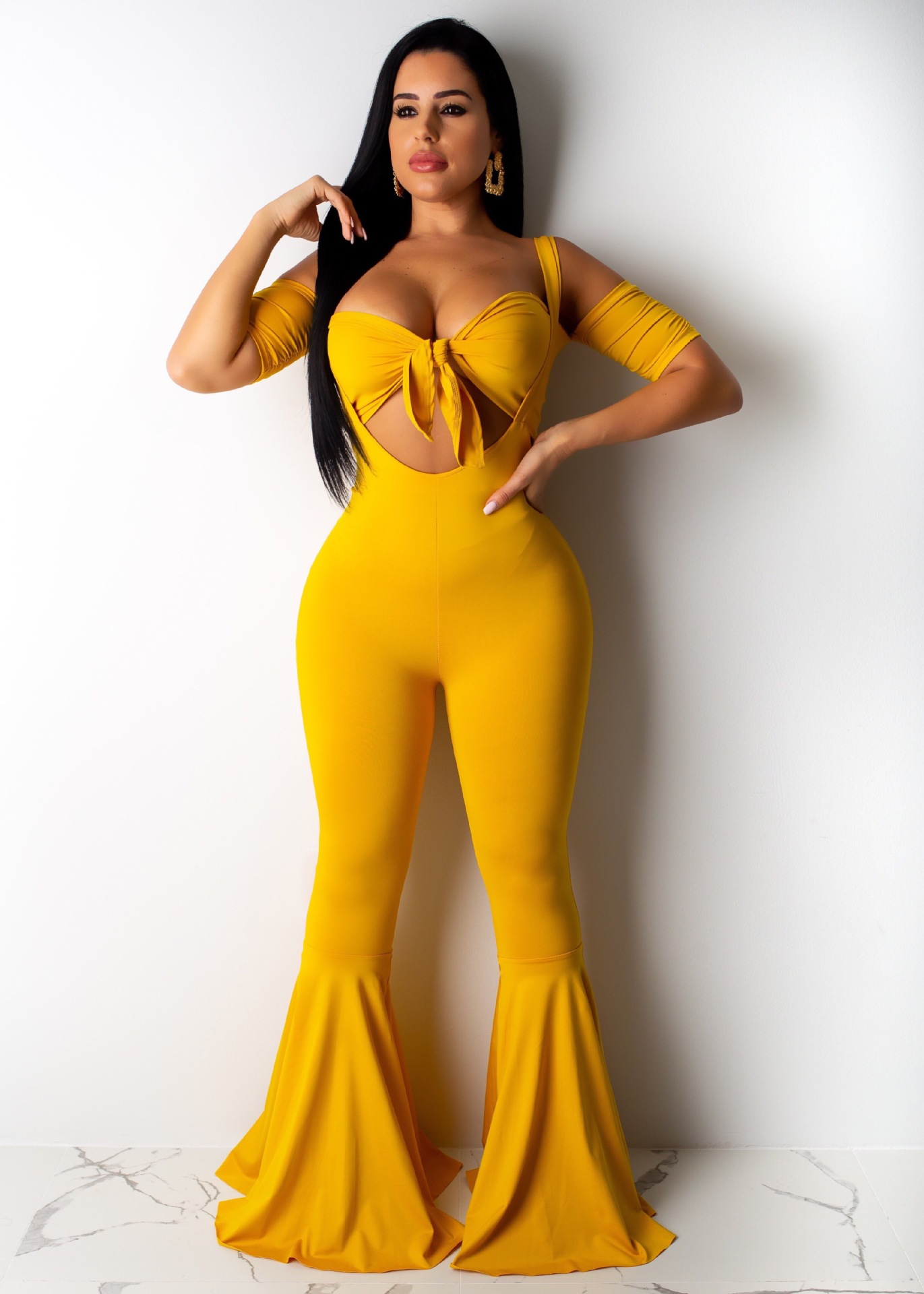 sexy multicolor tube top horn jumpsuit two-piece set NSSJW63026