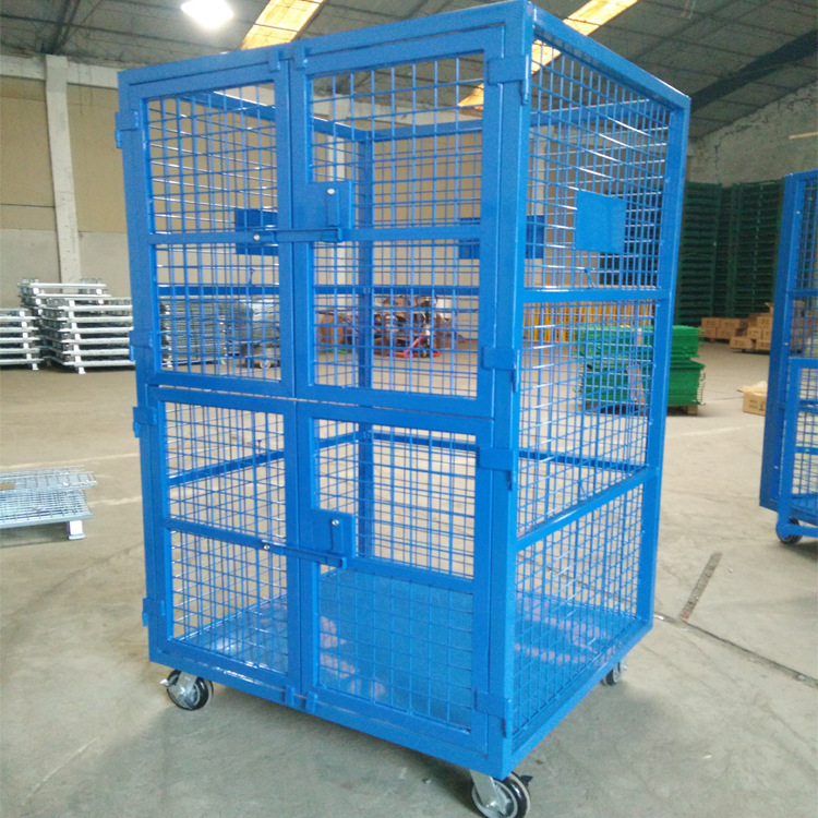 定制非标固定式物流台车 周转笼车四开门网格铁笼组合式快递笼车