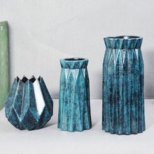 北欧简约马卡龙折纸小花瓶插花桌面现代时尚软装饰品满天星摆件