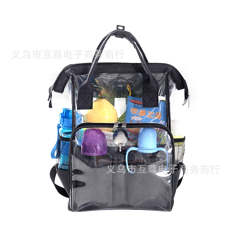 pvc Transparent Mummy Bag Large Capacity Casual Waterproof Fashion Backpack Multi-functional Travel Mother and Baby Bag