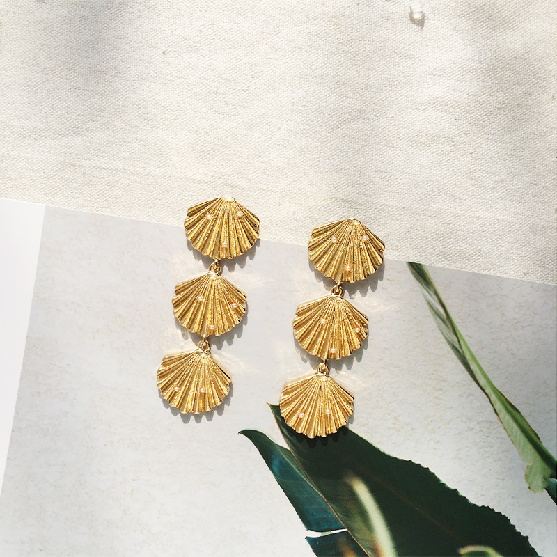 Creative New Retro Long Bohemian Creative Tassel Shell Earrings Wholesale Nihaojewerly display picture 4