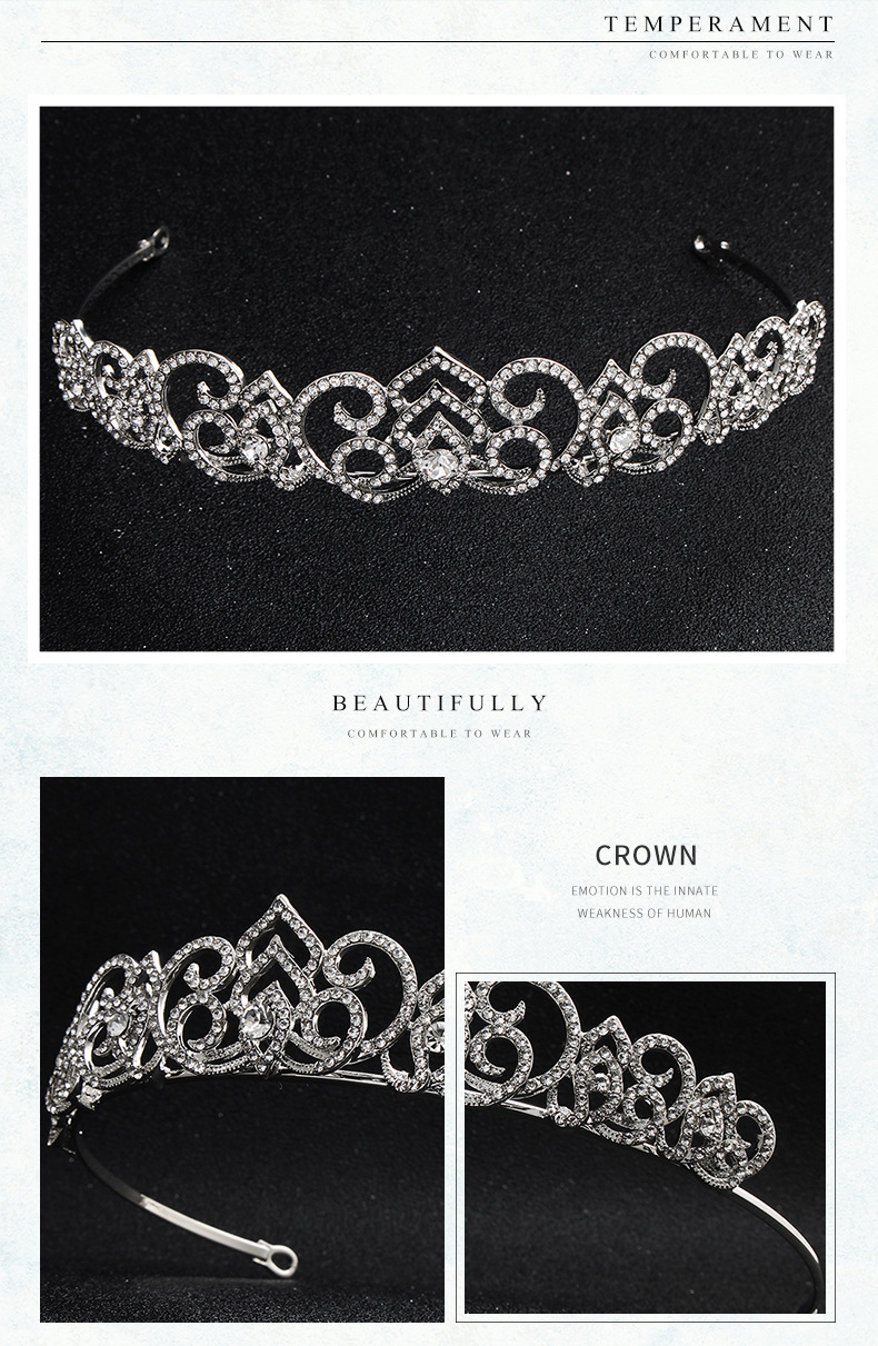 New Baroque Bridal Crown Hollow Alloy Rhinestone Wedding Headdress Wholesale display picture 2