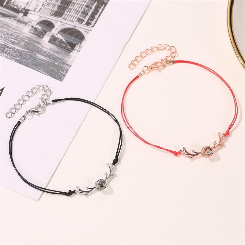 Couple bracelet creative 100 languages i love you simple red rope antlers bracelet