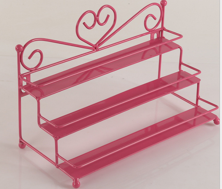 Wrought Iron Nail Polish Three-layer Stepped Lip Gloss Rack Lipstick Rack Nail Polish Glue Display Stand Storage Rack display picture 3