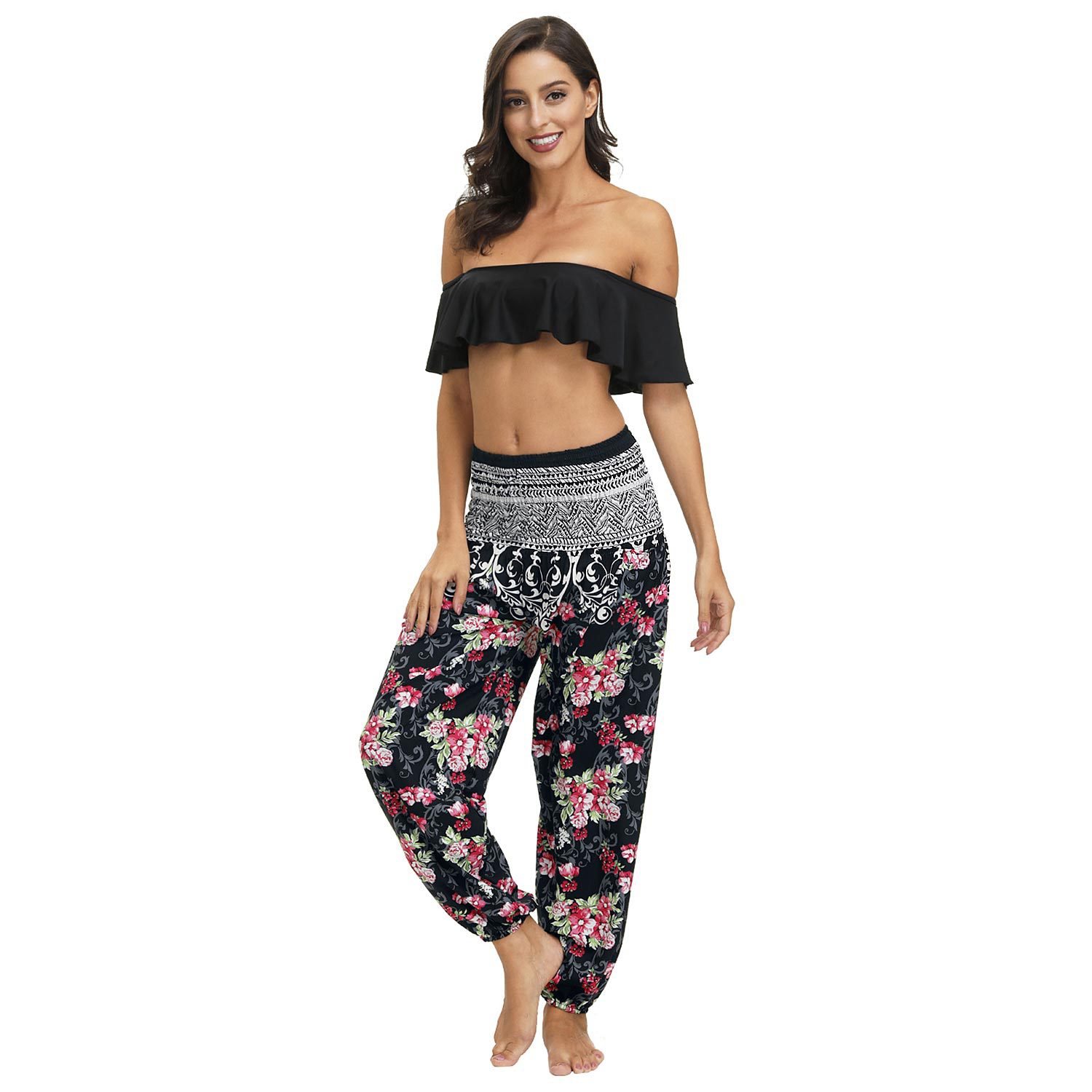 digital printing casual light loose yoga pants nihaostyles clothing wholesale NSMDF71148