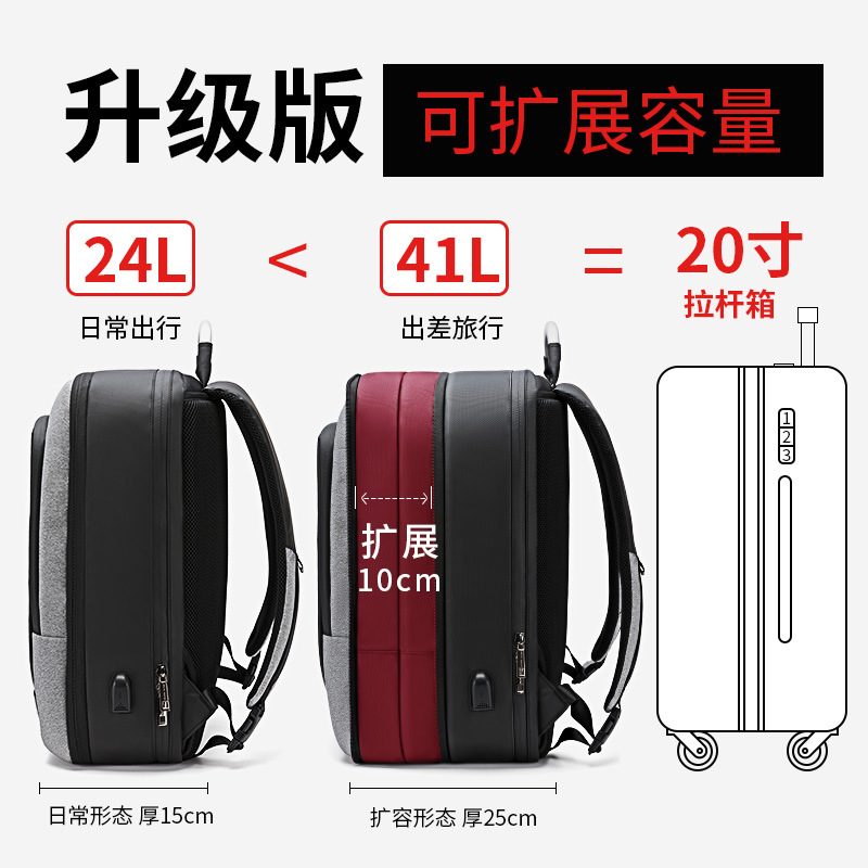 2019跨境新款商务电脑包男士双肩包可手提两用包牛津布防水背包男