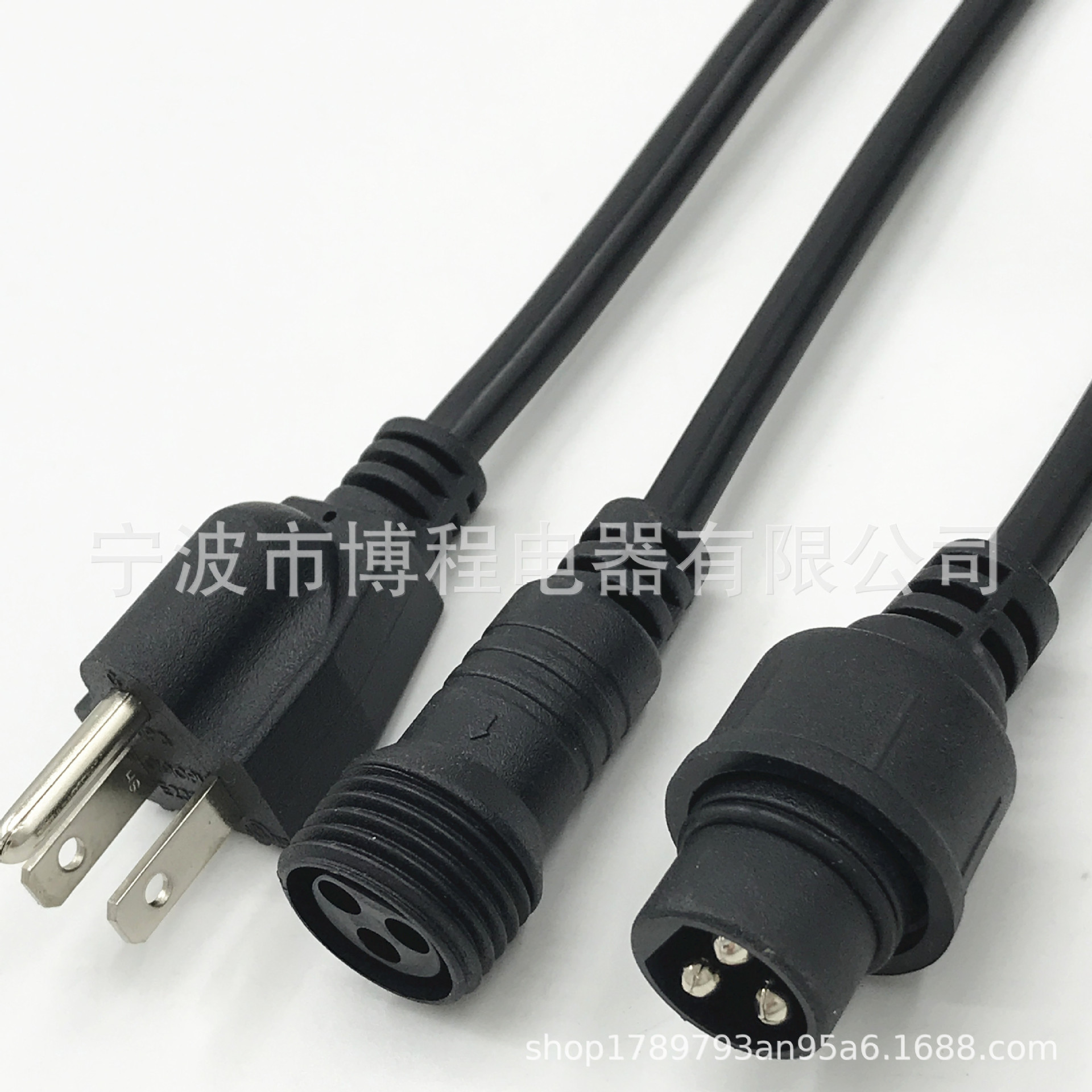 三芯公母防水对插欧规美规灯串防水公母电源线三芯公母插防水电线