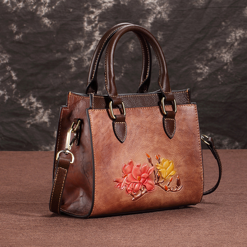 New Top Layer Cowhide Handheld Diagonal Cross Leather Casual Women's Bag_voghion.com