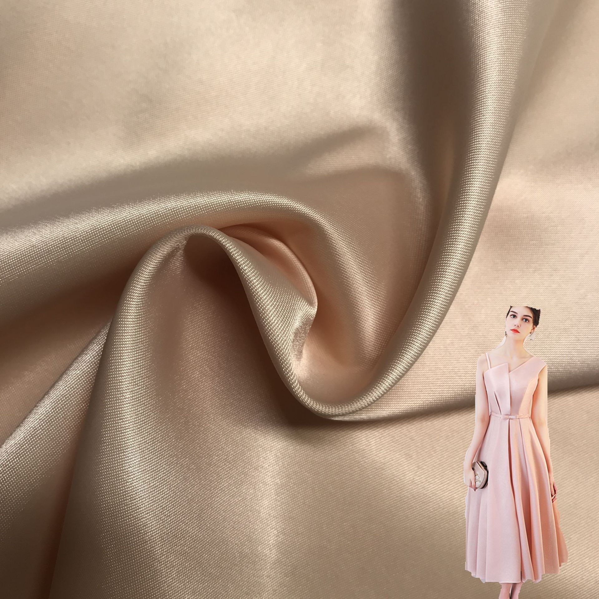 100D*100D+40D半光弹力色丁 仿真丝 女装面料 服装面料 家居面料