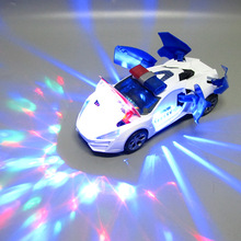 新款電動萬向雙開門警 車燈光音樂360度旋轉益智熱賣兒童玩具批發