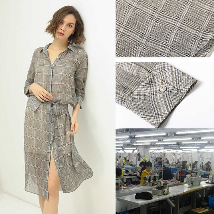 항주 히 비시 쉬폰 원피스 가공 맞춤형 실크 인쇄 셔츠 원피스 그림 샘플 작은 배치 맞춤형