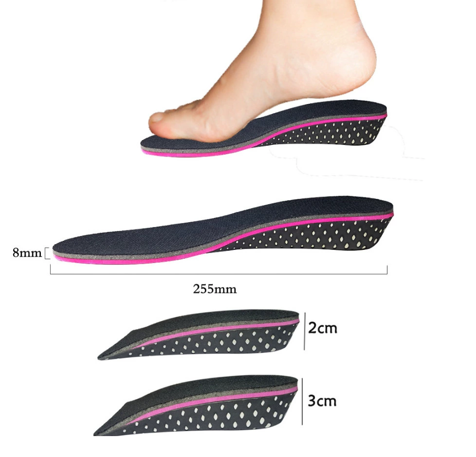 Невидимая увеличивающая рост стелька для мужчин и женщин Внутренняя высота Увеличение памяти Хлопковая стелька Поглощающая пот Дышащая высота Увеличение Half Pad Full Pad