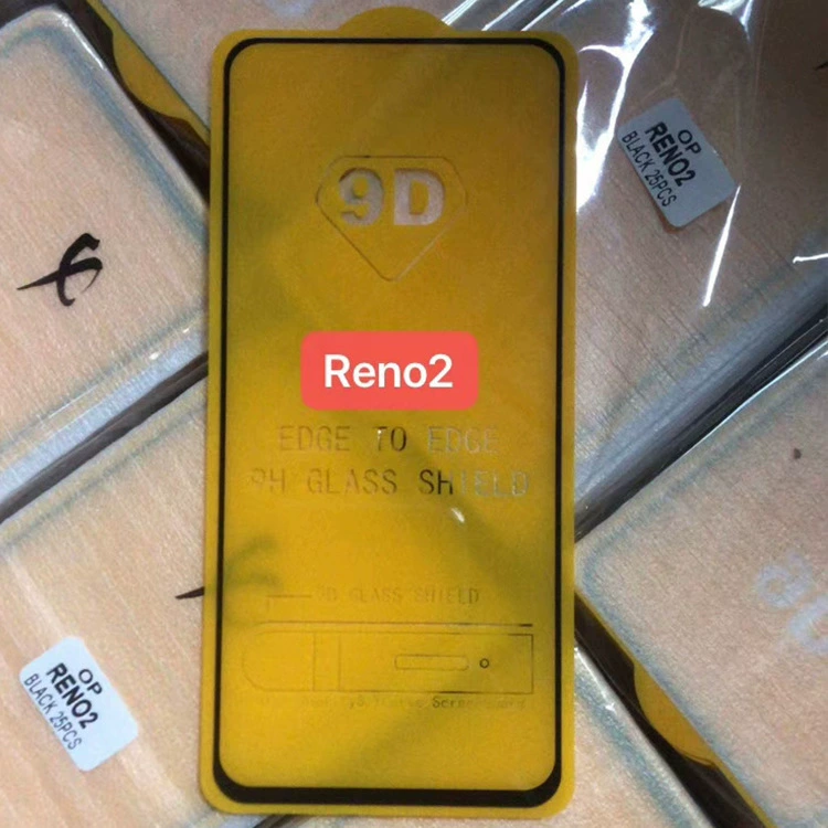 Совместимая защитная пленка на стекло Reno2 полного экрана, 9D высокая дефиниция, защитная пленка для мобильного телефона OPPO, с проводной печатью, две прочных закаленных стекла