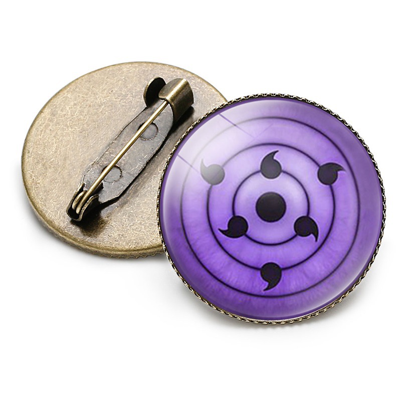 Hot-blooded anime Naruto peripheral badge nine gouyu reincarnation writing Sharingan Time Gem round brooch