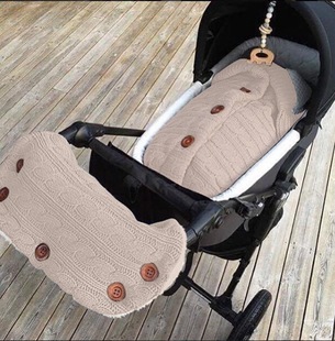 Amazon Newborn Anti-kick Sleeping Bag Wool Knitted Sleeping Bag Baby Outdoor Cart Plus Velvet Sleeping Bag Armrest Set
