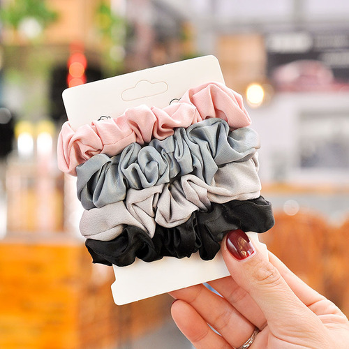 Amazon Hair Ties 6 Pack Silk Satin Small French Retro Ins Large Intestinal Hair Ties Women's Fabric