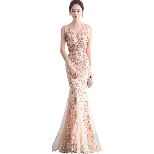 Evening dresses vestido de noche Sexy fishtail evening dress Princess Champaign