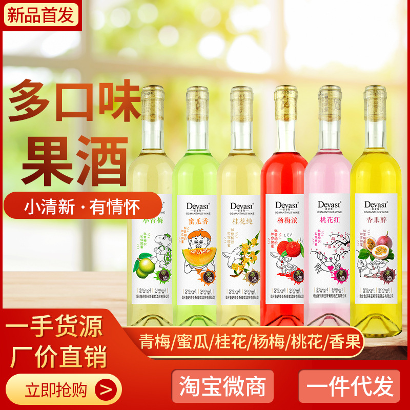 6口味新款果酒包邮桃花青梅杨梅蜜瓜香果果酒一件代发