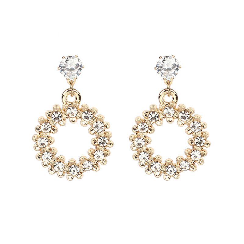 Korean Fashion Luxury Zircon Micro-inlaid Rhinestone Geometric Circle Earrings display picture 3