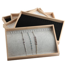 New bamboo and wood jewelry display trays, necklace and bracelet stands, storage boxes, jewelry racks, accessory display and presentation props