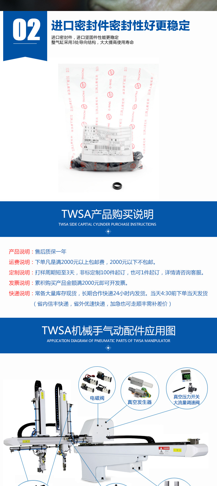 机械手配件TWSA90度转动侧资气缸