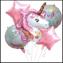 新款unicornballoon独角兽组合派对气球生日宴百日宴套餐跨境