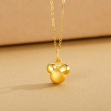 鼠年新品足金999米奇项链黄金3D硬金本命年卡通生肖鼠吊坠黄金