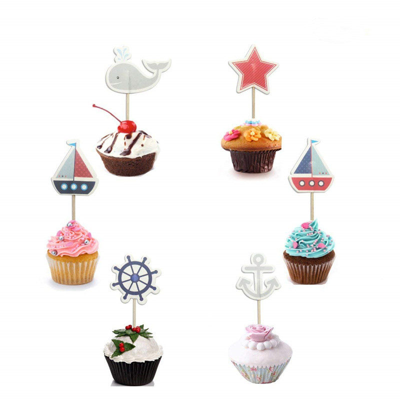 新款蛋糕纸杯装饰插签插牌插旗cupcake帆船