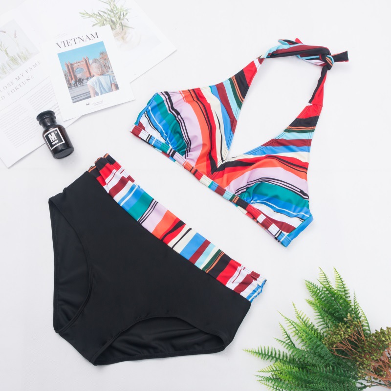 new sexy large size striped split swimsuit NSHL10637