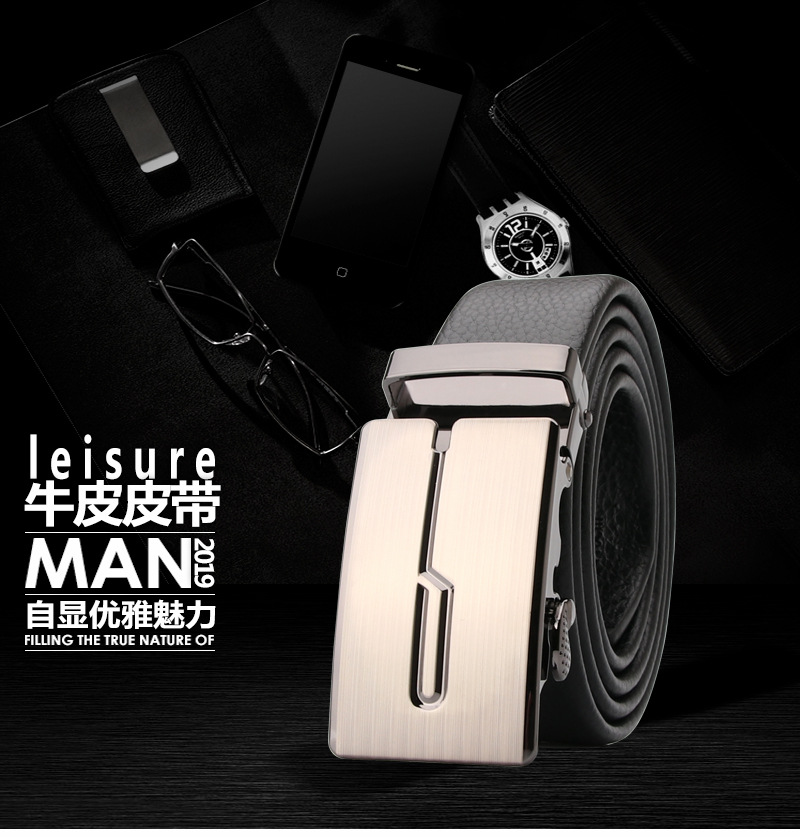 Men's Belt Edging Two-layer Cowhide Business Casual Jeans Trousers All-match Belt Wholesale display picture 1