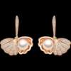 Silver needle, swan, fashionable metal earrings from pearl, silver 925 sample