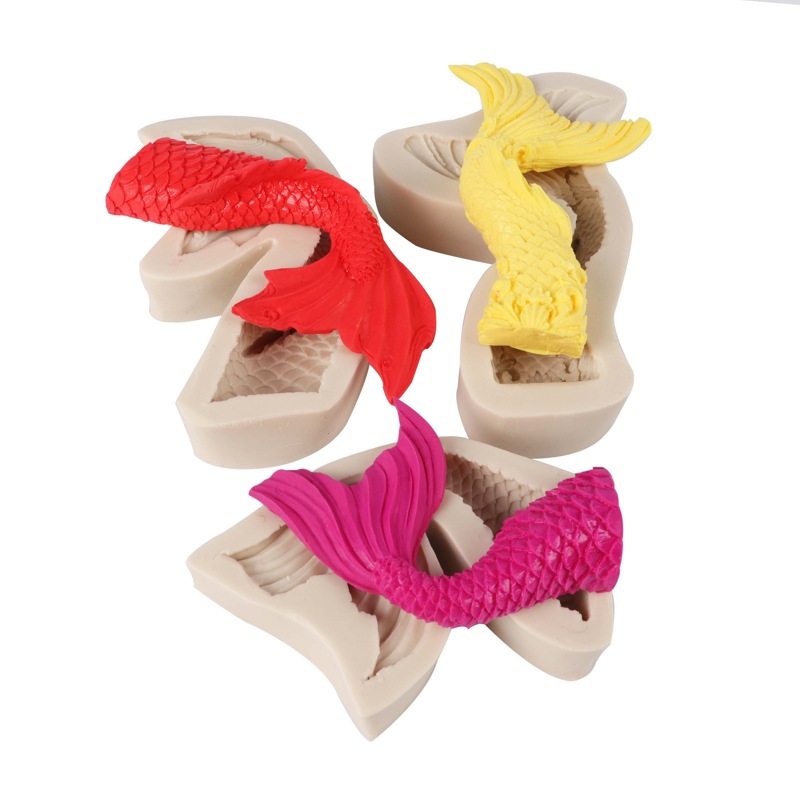 Epoxi molde sirena cola de pescado fondant molde pastel molde de silicona molde de chocolate herramienta para hornear