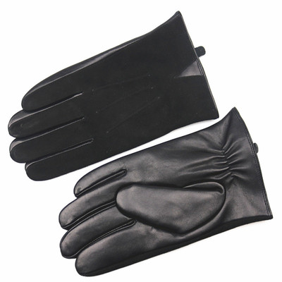 Manufactor supply man Leather gloves winter keep warm Goatskin Thickened paragraph Touch screen business affairs man glove Plush