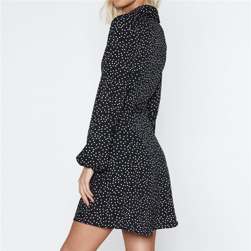 sexy puff sleeve polka dot chiffon dress NSGE37752