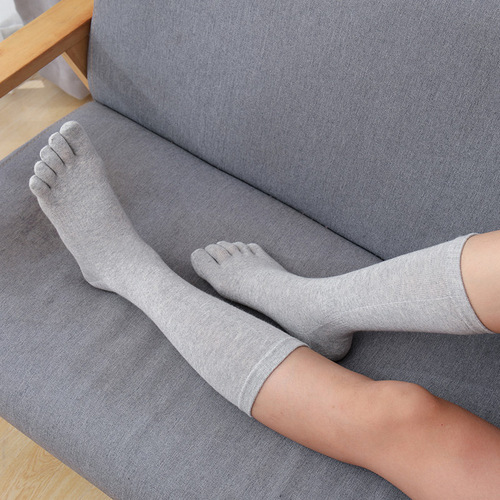 Solid color pure cotton extended toe socks for women, long tube autumn and winter warm high tube socks Amazon cross-border export