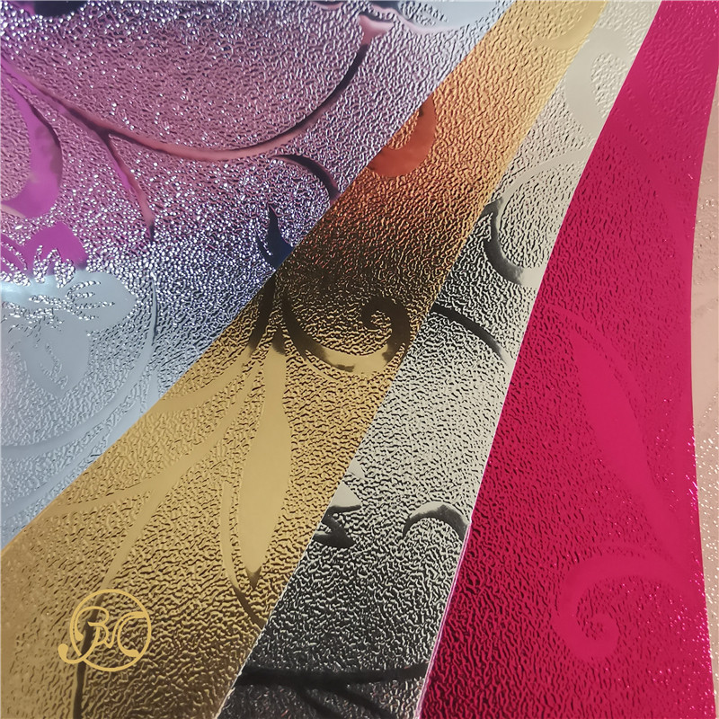 工厂直销 PVC复合镀铝膜材质 3D花纹金箔纸