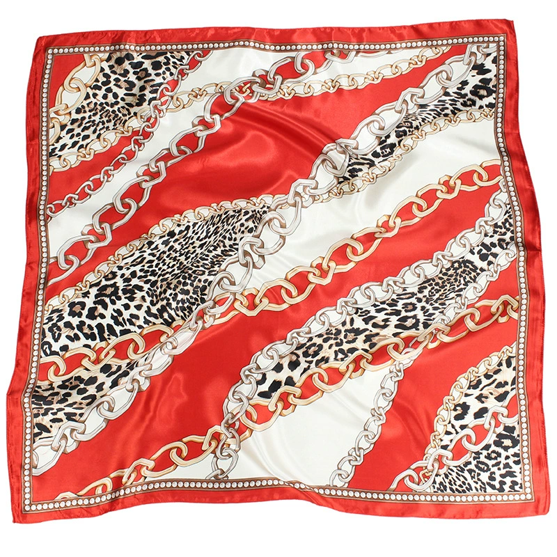 Европейско-американский платок 90 см, большой квадратный шарф из сатина, имитация шёлка, платок для волос с принтом