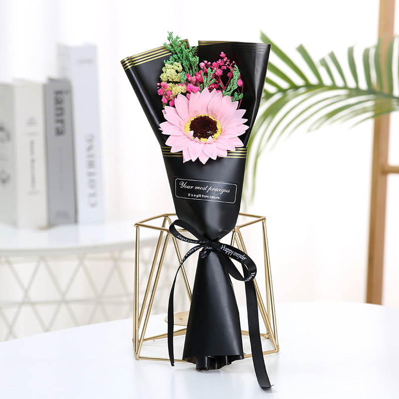  Rosa de jabón eterno con envoltura de flores secas para regalo