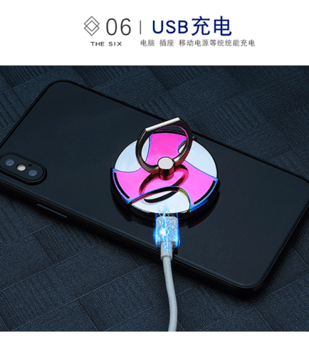 Multifunctional mobile phone holder ring buckle lighter USB charging cigarette lighter windproof personalized creative factory direct sale