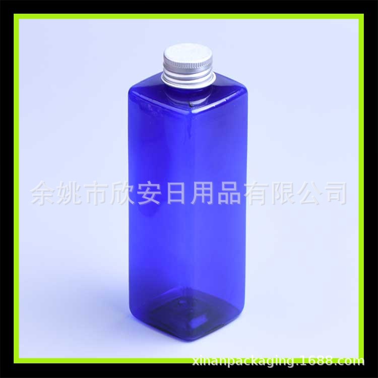 蓝色250ml铝盖方瓶 纯露分装瓶 洗发沐浴露玫瑰水瓶