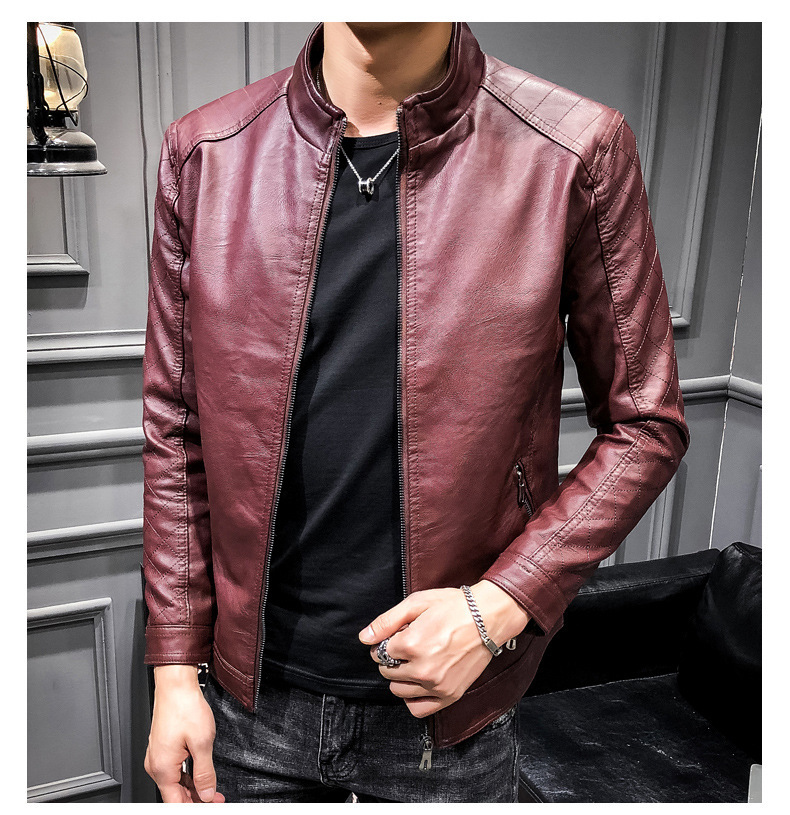 Men Faux Leather Jacket Motorcycle Men's Jackets Red
