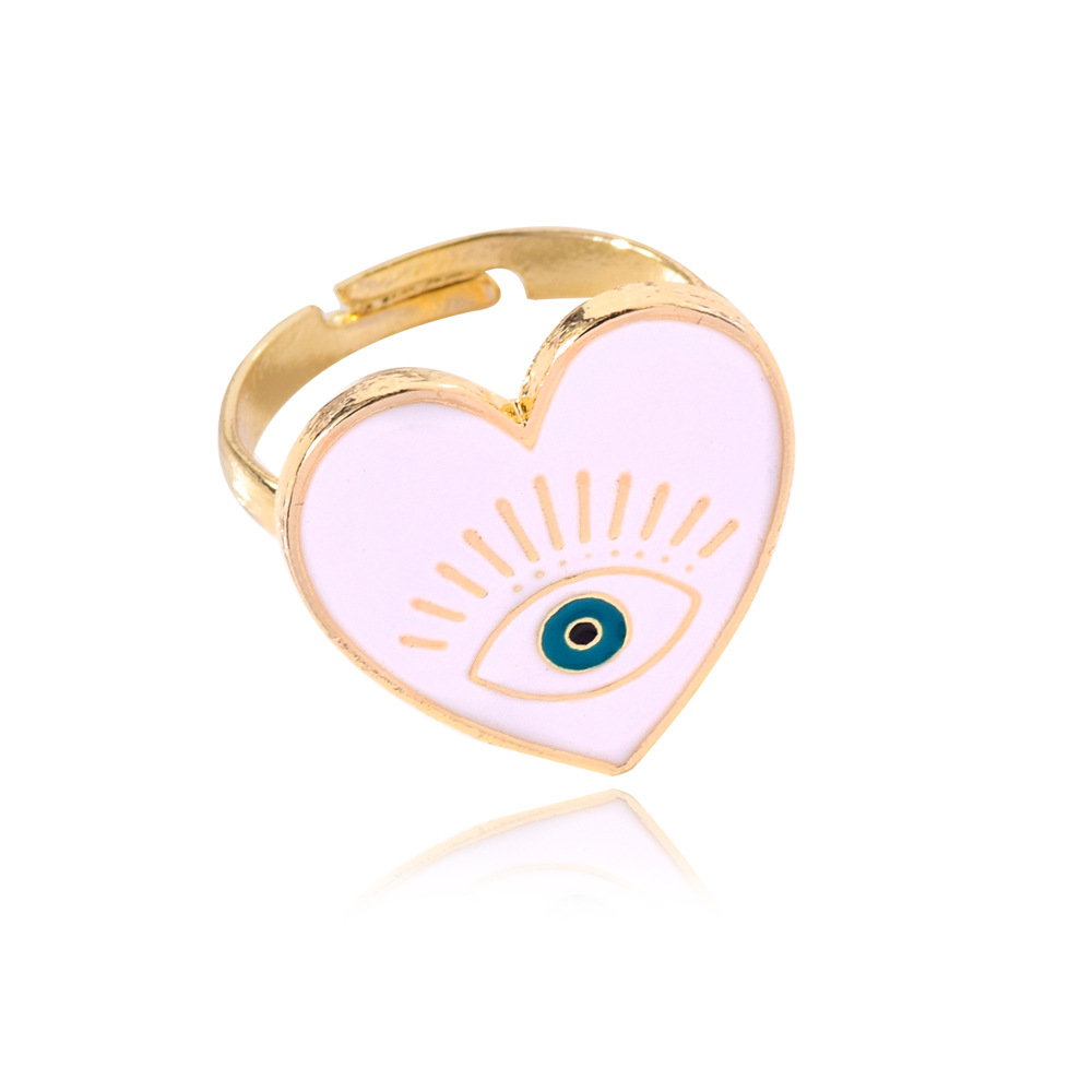 Wholesale Jewelry Simple Style Devil's Eye Heart Shape Alloy Enamel Open Rings display picture 7