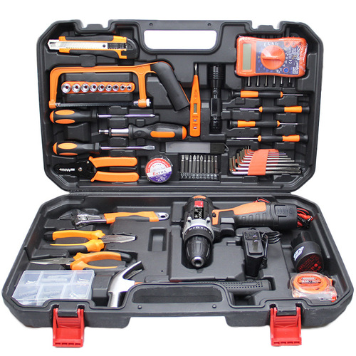 Dongji Hardware Tool Box Set Hand Electric Drill Set Household Carpentry Electrician Repair Tools Hand Tool Set